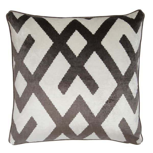 Fitzroy Grey, Sustainable Feather, Cushion, 55cm x 55cm - Andrew Martin Velvet Geometric - image 1