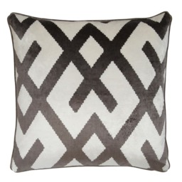 Fitzroy Grey, Sustainable Feather, Cushion, 55cm x 55cm - Andrew Martin Velvet Geometric - thumbnail 1