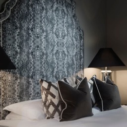 Fitzroy Grey, Sustainable Feather, Cushion, 55cm x 55cm - Andrew Martin Velvet Geometric - thumbnail 2