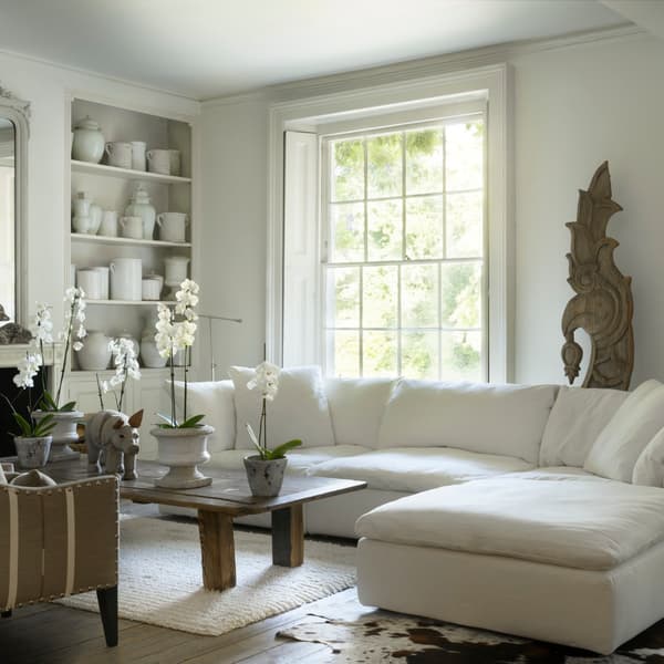 Truman Large White Linen Sectional Sofa - Large Sectional Sofa - Oversized Sectional Sofa - White Linen Modular Seating - Andrew Martin - image 1