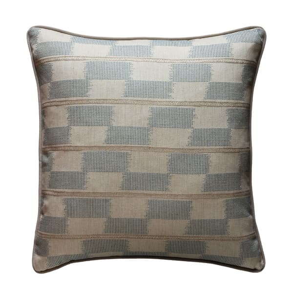 Positano Aqua, Sustainable Feather, Cushion - Andrew Martin Cotton Blend Geometric & Stripe - image 1