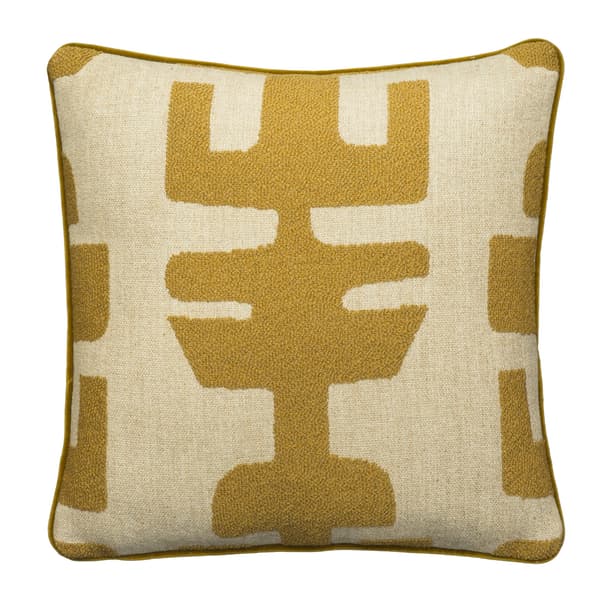 Peru Olive, Sustainable Feather, Cushion, 55cm x 55cm - Andrew Martin Cotton Blend & Linen Blend & Wool Blend Geometric & Weave - image 1