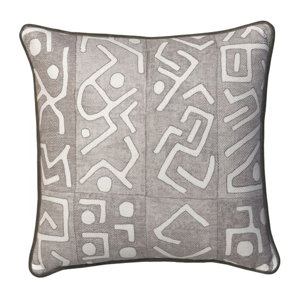 Ashanti Smoke, Sustainable Feather, Cushion, 55cm x 55cm - Andrew Martin Linen & Linen Blend & Viscose Blend Geometric - image 1