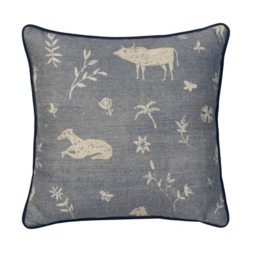 Avebury Denim, Sustainable Feather, Cushion, 55cm x 55cm - Andrew Martin Linen & Linen Blend & Viscose Blend Animal & Floral - thumbnail 1