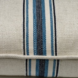 Trek Medal Stripe Navy Tape, Sustainable Feather, Cushion - Andrew Martin Linen - thumbnail 2