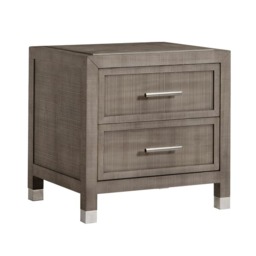 Raffles 2 Drawer Bedside Table Grey, Bedside Table - Andrew Martin