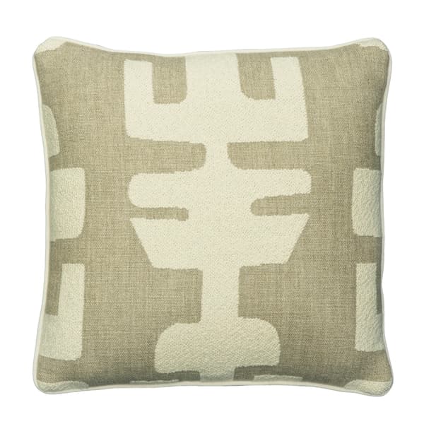 Peru Ivory, Sustainable Feather, Cushion, 55cm x 55cm - Andrew Martin Bouclé & Cotton Blend & Linen Blend & Wool Blend Geometric & Weave - image 1