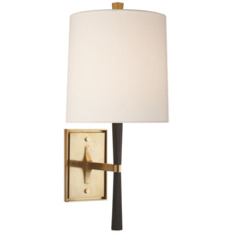 Refined Rib Wall Light Brass, Wall Light, Ebony Resin & Soft Brass - Andrew Martin - thumbnail 1