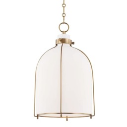 Eldridge Bell Pendant Light, Brass/White - Andrew Martin - thumbnail 1