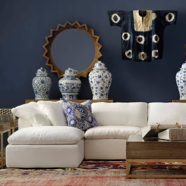 Truman Junior White Linen Sectional Sofa - Compact Linen Sectional - Junior Sectional Sofa - Small-Space Modular Sofa - Andrew Martin - image 1