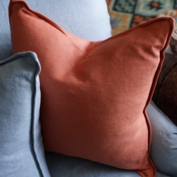 Rocco Orange, Sustainable Feather, Cushion, 55cm x 55cm - Andrew Martin With Trim/Fringe & Linen & Linen Blend Plain - thumbnail 2