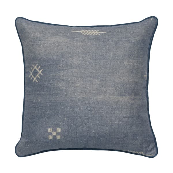 Jericho Denim, Sustainable Feather, Cushion, 55cm x 55cm - Andrew Martin Linen & Linen Blend & Viscose Blend Geometric - image 1