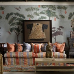 Nineveh Brick, Sustainable Feather, Cushion, 55cm x 55cm - Andrew Martin Linen & Linen Blend & Viscose Blend Stripe - thumbnail 2