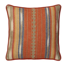 Nineveh Brick, Sustainable Feather, Cushion, 55cm x 55cm - Andrew Martin Linen & Linen Blend & Viscose Blend Stripe - thumbnail 1