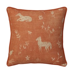 Avebury Brick, Sustainable Feather, Cushion, 55cm x 55cm - Andrew Martin Linen & Linen Blend & Viscose Blend Animal & Floral - thumbnail 1
