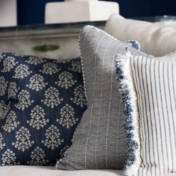 Furrow Denim, Sustainable Feather, Cushion - Andrew Martin Eco-conscious & Linen Blend & Viscose Blend Herringbone & Small Prints - thumbnail 2