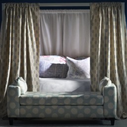 Mayfly Denim Rectangular, Sustainable Feather, Cushion - Andrew Martin Eco-conscious & Cotton & Cotton Blend & Linen & Linen Blend Floral - thumbnail 2
