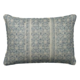 Mayfly Denim Rectangular, Sustainable Feather, Cushion - Andrew Martin Eco-conscious & Cotton & Cotton Blend & Linen & Linen Blend Floral - thumbnail 1