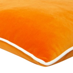 Pelham Clementine / Milk, Sustainable Feather, Cushion, 55cm x 55cm, Clementine/Milk - Andrew Martin Velvet Plain - thumbnail 2