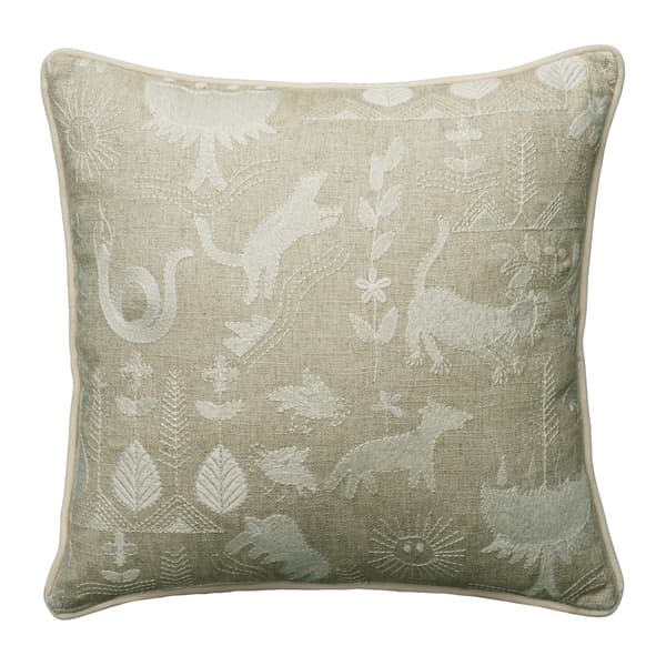 Scout Ivory, Sustainable Feather, Cushion - Andrew Martin Linen & Linen Blend Embroidered & Animal & Floral - image 1
