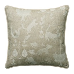 Scout Ivory, Sustainable Feather, Cushion - Andrew Martin Linen & Linen Blend Embroidered & Animal & Floral - thumbnail 1