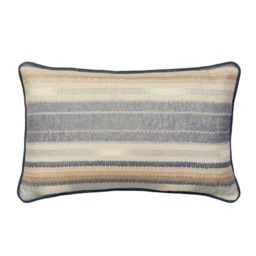 Nineveh Denim Rectangular, Sustainable Feather, Cushion, 55cm x 35cm - Andrew Martin Linen & Linen Blend & Viscose Blend Stripe - thumbnail 1