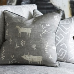 Avebury Smoke, Sustainable Feather, Cushion, 55cm x 55cm - Andrew Martin Linen & Linen Blend & Viscose Blend Animal & Floral - thumbnail 2