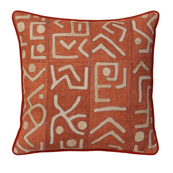 Ashanti Brick, Sustainable Feather, Cushion, 55cm x 55cm - Andrew Martin Linen & Linen Blend & Viscose Blend Geometric - image 1