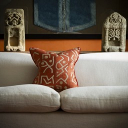 Ashanti Brick, Sustainable Feather, Cushion, 55cm x 55cm - Andrew Martin Linen & Linen Blend & Viscose Blend Geometric - thumbnail 2