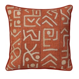 Ashanti Brick, Sustainable Feather, Cushion, 55cm x 55cm - Andrew Martin Linen & Linen Blend & Viscose Blend Geometric - thumbnail 1