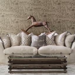 Volcano Canvas, Sustainable Feather, Cushion, 55cm x 55cm - Andrew Martin Eco-conscious & Linen Blend & Viscose Blend Ikat - thumbnail 2