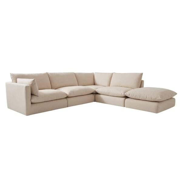 Clinton Large Sectional Sofa in Neutral Linen - Andrew Martin Light Neutral - image 1