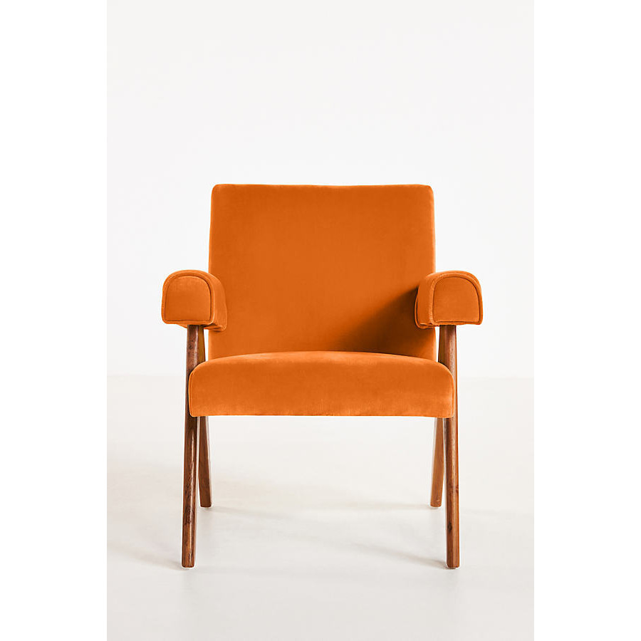 Velvet Ashton Upholstered Teak Accent Chair - image 1