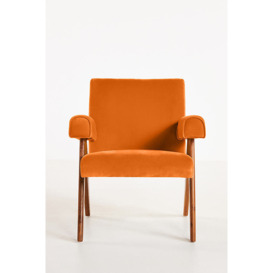Velvet Ashton Upholstered Teak Accent Chair