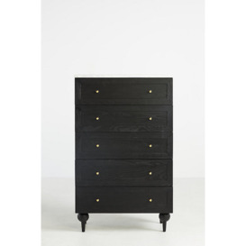 Fern Marble-Top Ash Wood Tallboy Five-Drawer Dresser