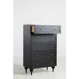 Fern Marble-Top Ash Wood Tallboy Five-Drawer Dresser - thumbnail 2
