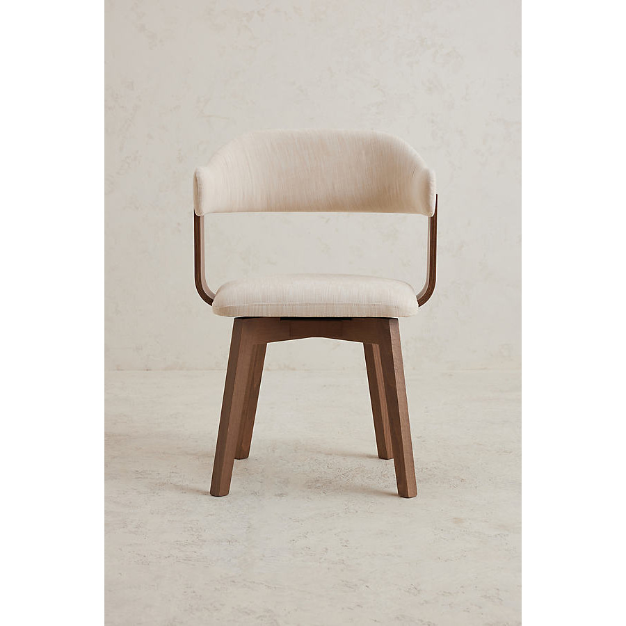 Brooke Cotton-Upholstered FSC Beech Wood Swivel Dining Chair - image 1