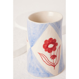 Poppy Almond for Damson Madder Hand-Painted Floral Round Ceramic Vase - thumbnail 2