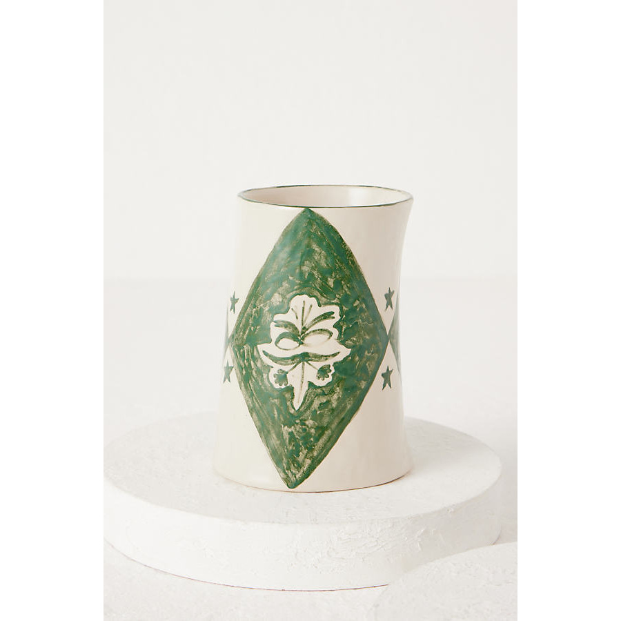 Poppy Almond for Damson Madder Hand-Painted Floral Round Ceramic Vase - image 1