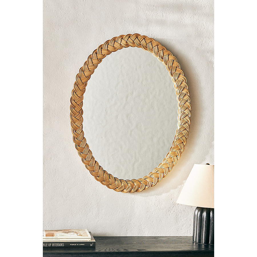 Tara Braided Rattan Oval Wall Mirror - image 1