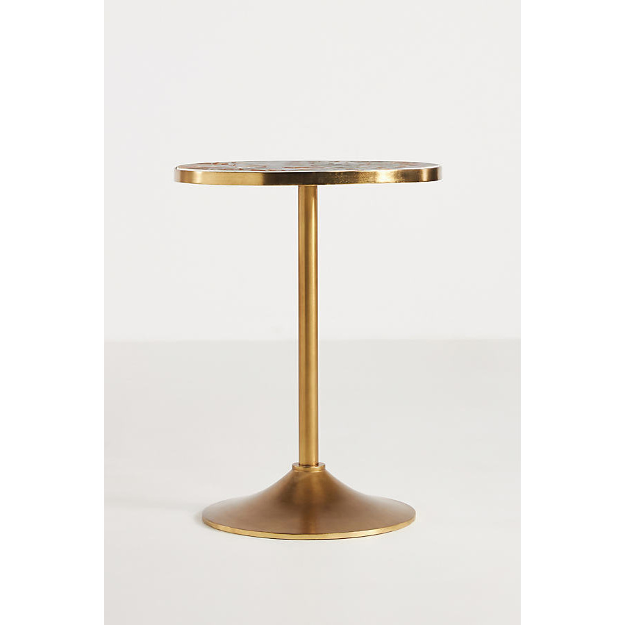 Shoal Inlay Brass Round Side Table - image 1