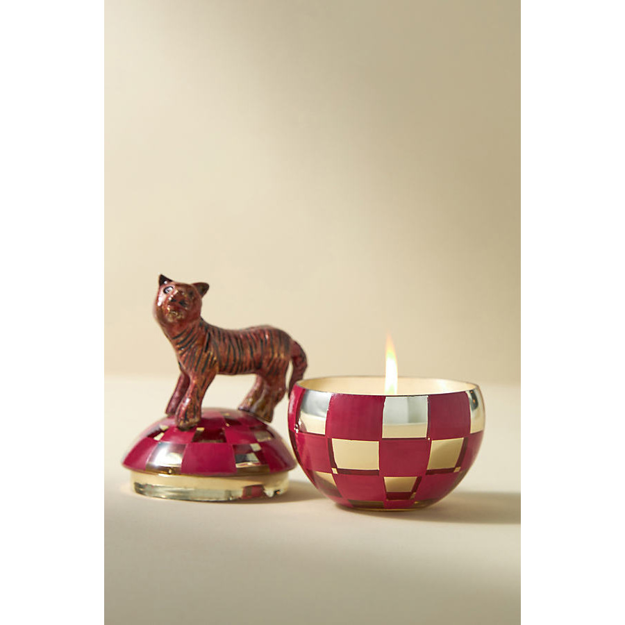 Circus Blackberry Balsam Woody Fruity Glass Tiger Candle - image 1