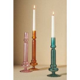 Ribbed Glass Taper Candle Holder - thumbnail 2