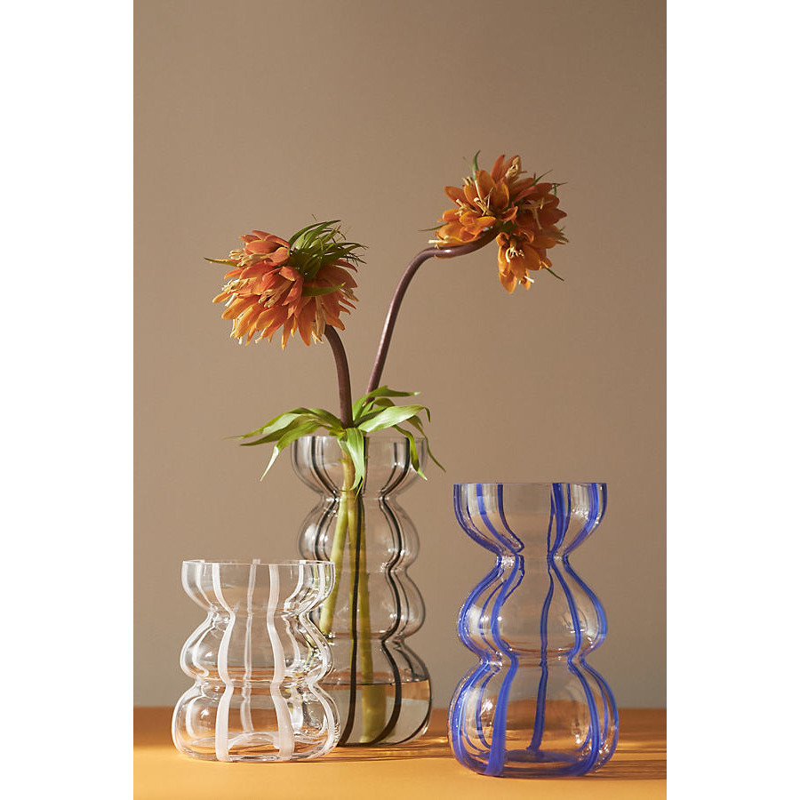 Striped Clear Glass Vase - image 1