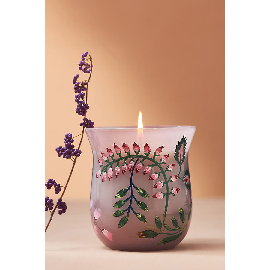 Saraban Woody Violet Cypress Hand-Painted Glass Candle - image 1