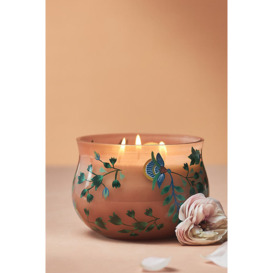 Saraban Floral Sol Tobac Hand-Painted Glass Candle