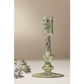 Floral Green Glass Taper Candle Holder - thumbnail 2