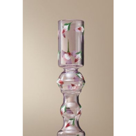 Floral Purple Glass Taper Candle Holder - thumbnail 2