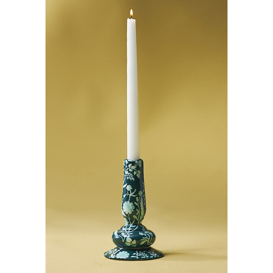 Amanda Blue Ceramic Taper Candle Holder - image 1