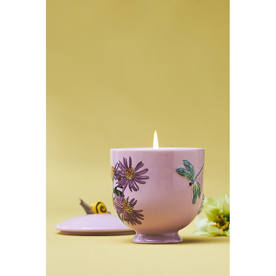 Faye Floral Night Gardenia Lilac Ceramic Candle - image 1